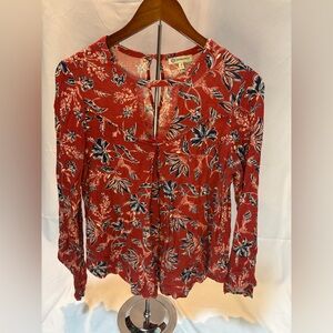 Democracy Red and Blue Floral Blouse